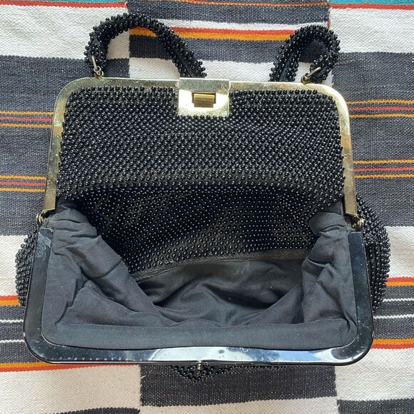 Vintage 40’s/50’s Corde Bead Handbag. Black Beaded With Gold Hardware. Rare. - Picture 12 of 16